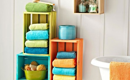 DIY Coloured Crate Storage