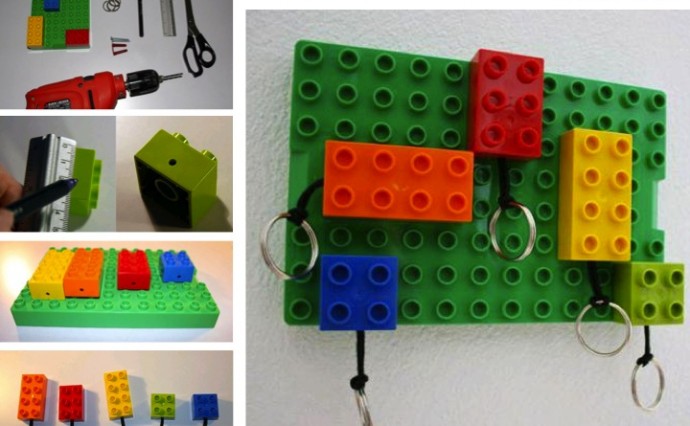 DIY Lego Key Rings and Wall Mount