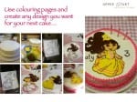 Use colouring pages to decorate your next cake